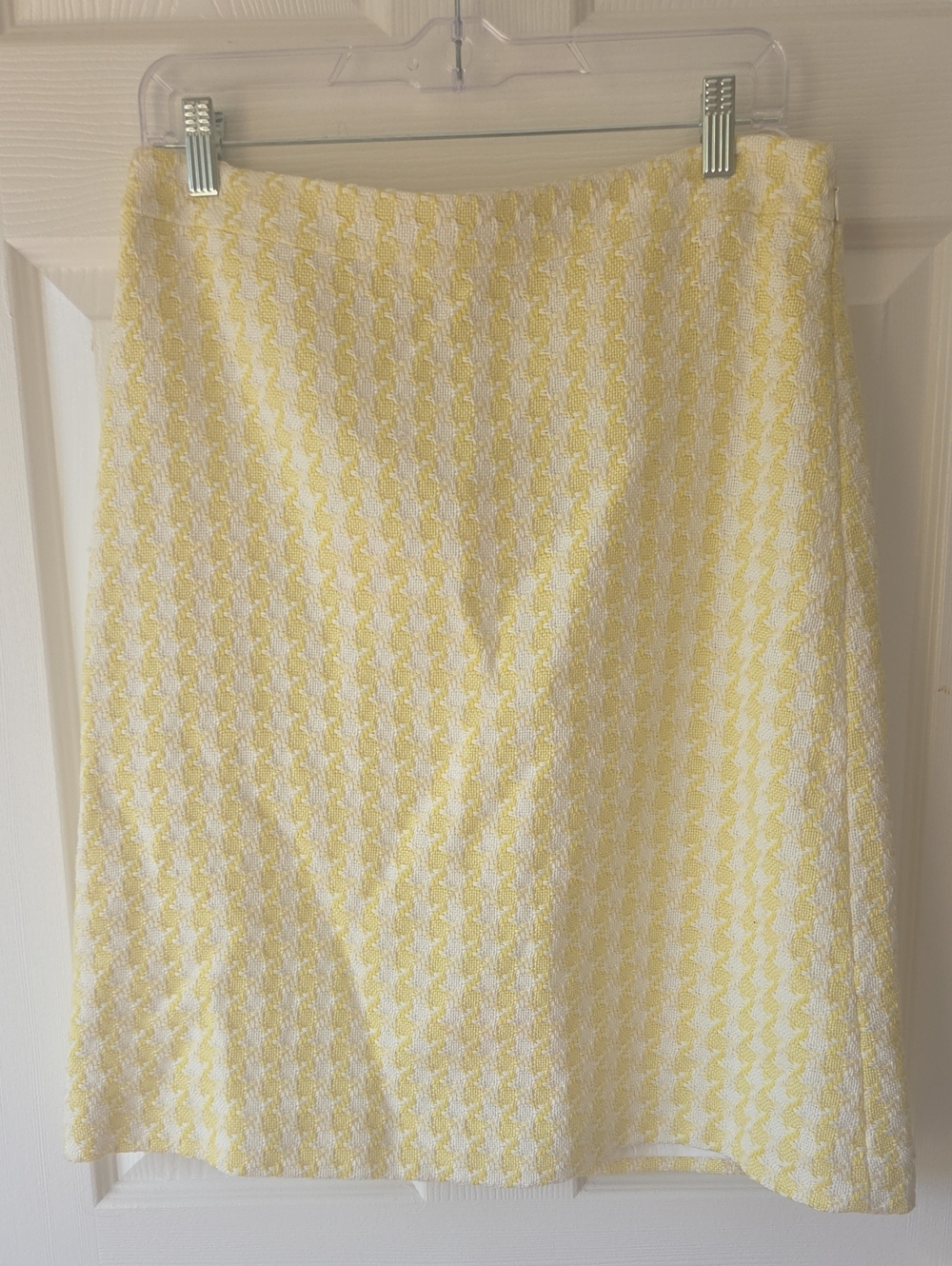 Banana Repubic Mini Skirt Sz 6 Yellow and White Houndstooth 100% Cotton